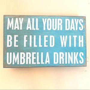 💝 Wooden Wall Art Umbrella Drinks Blue